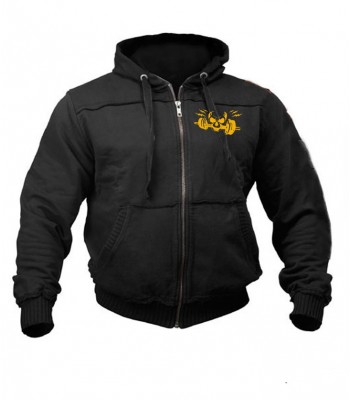 Sports Zip up Raw style Hoodie black with gold skull