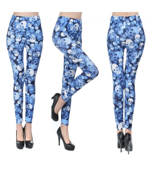 Leggings blå dödskallar