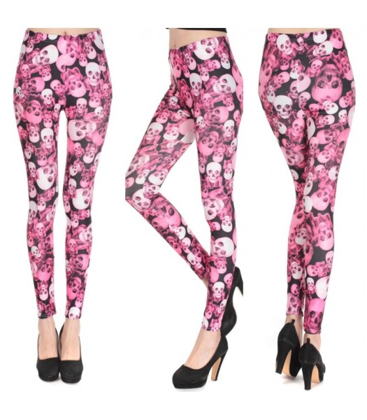 Leggings rosa dödskallar