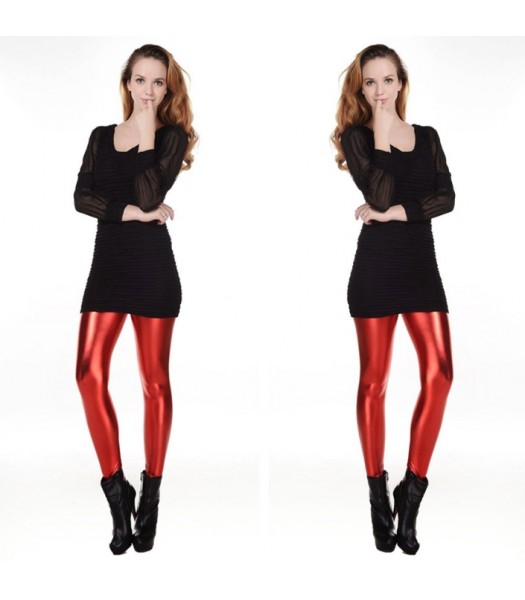 Leggings metallic röd