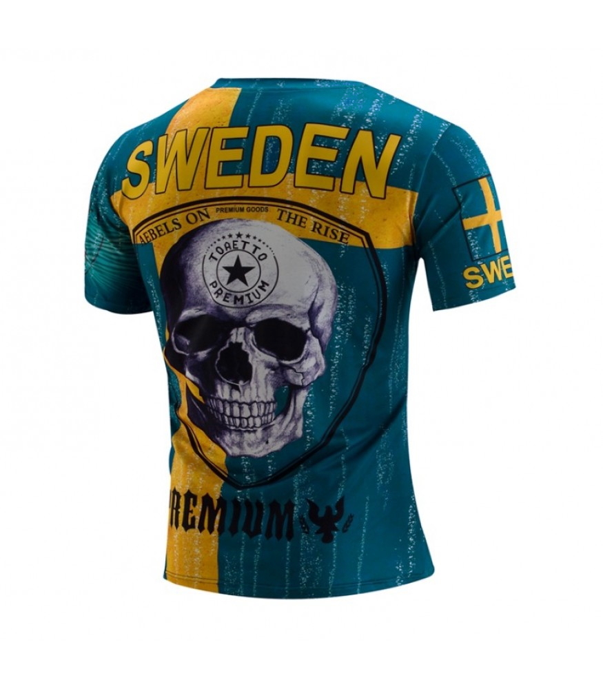 Classic Sweden Skull Flag Herren T-Shirt Totenkopf Schädel